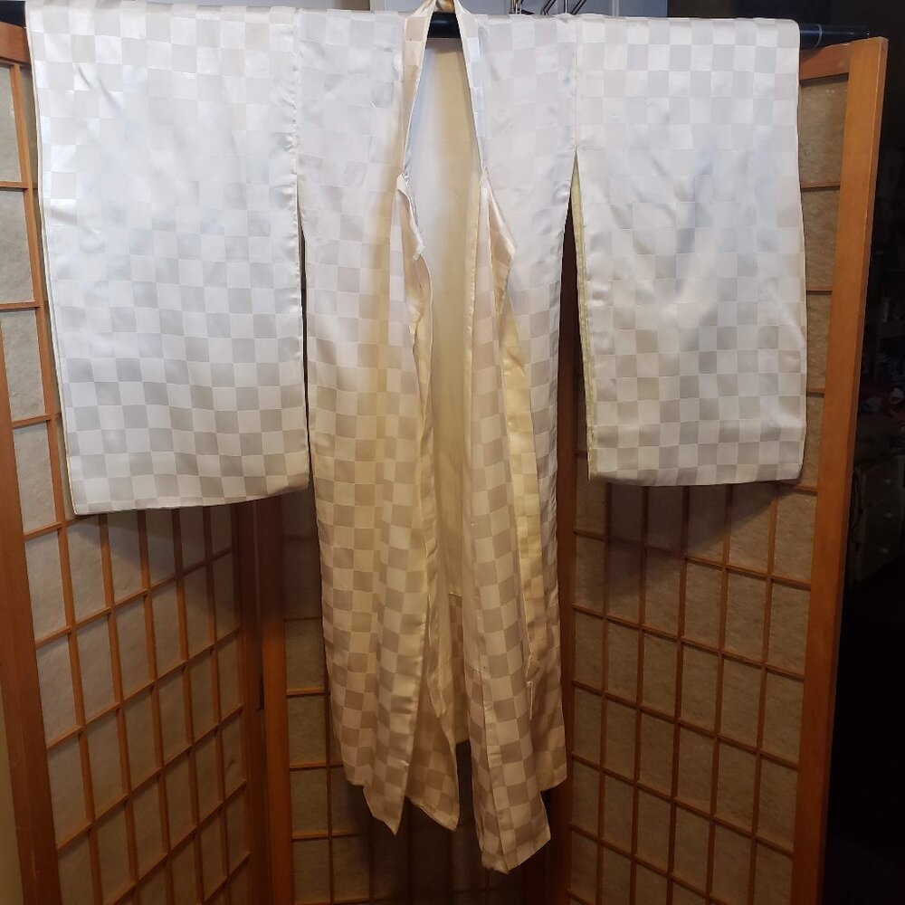 Vintage White Checkered Children's Kimono
